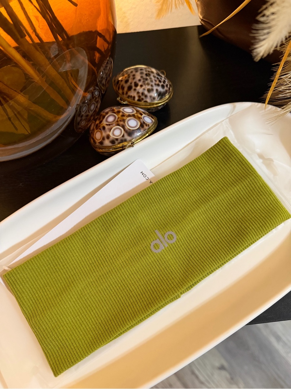 Ribbed Olive Green Headband - Stretchy Active Hair Accessory
